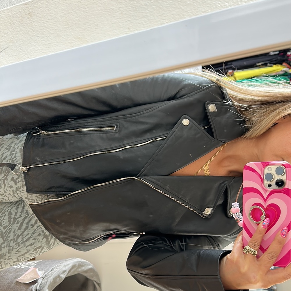 Brand new w/tags black Sam Edelman, leather motorcycle jacket. Never been worn. - Picture 8 of 8